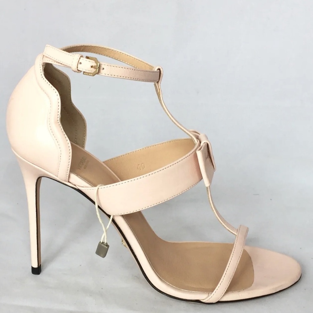 Victor & Rolf Strapy Bow Heels Blush Pink Leather Size 40